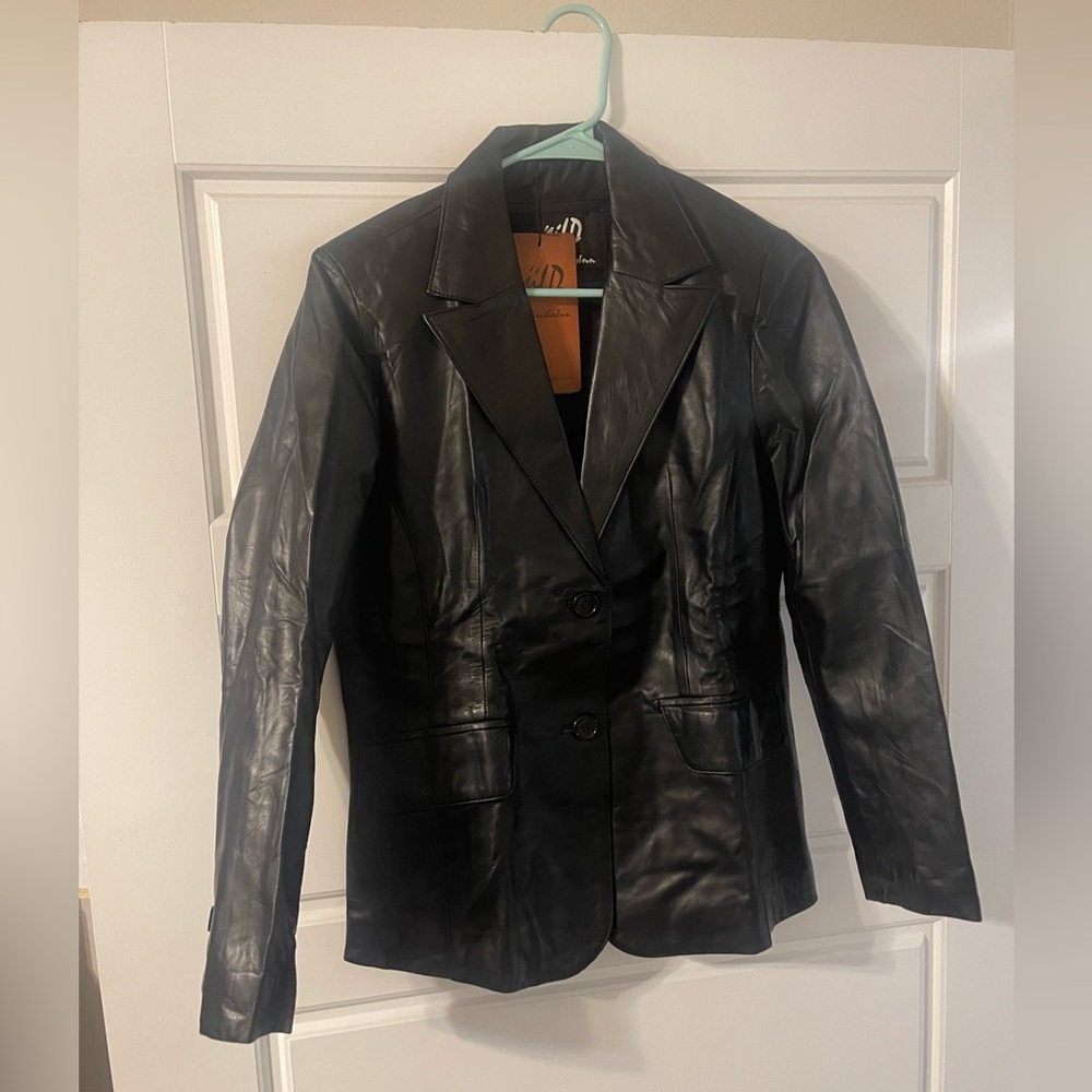 Women's Jild Classic Lambskin Black Leather Blazer